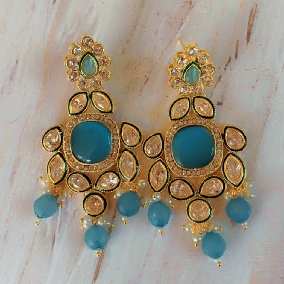 Lana Long Gorgeous Kundan Square Danglers