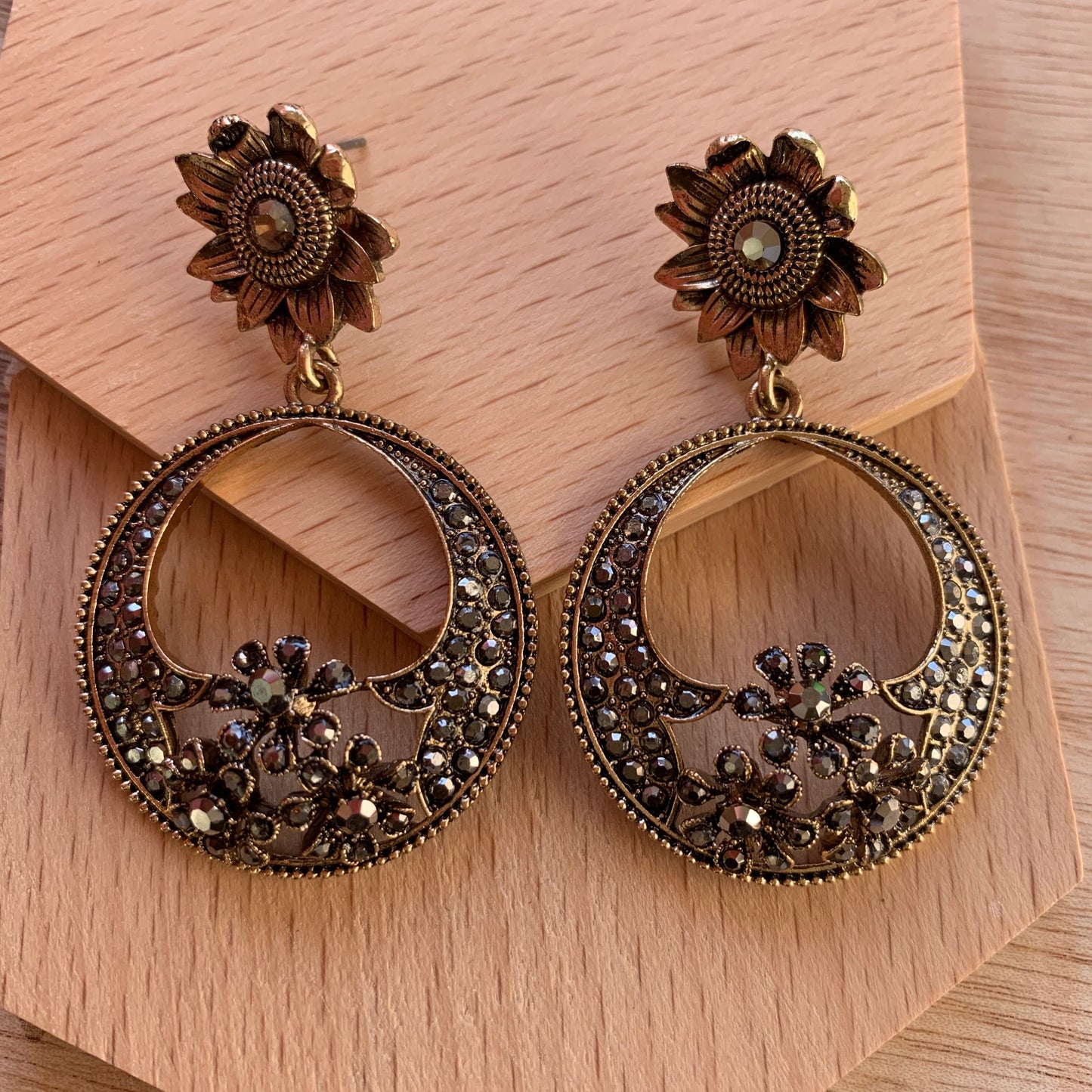 Royal Floral Oxidised Drop Earrings