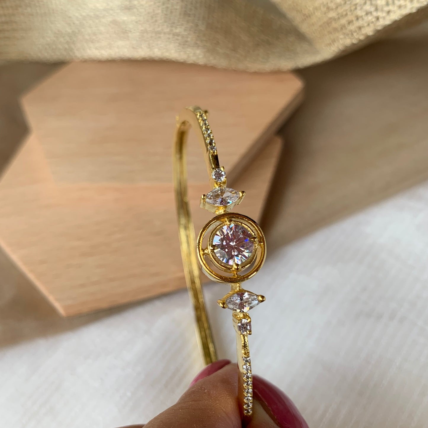 Sleek big Cz centre Bracelet Kada