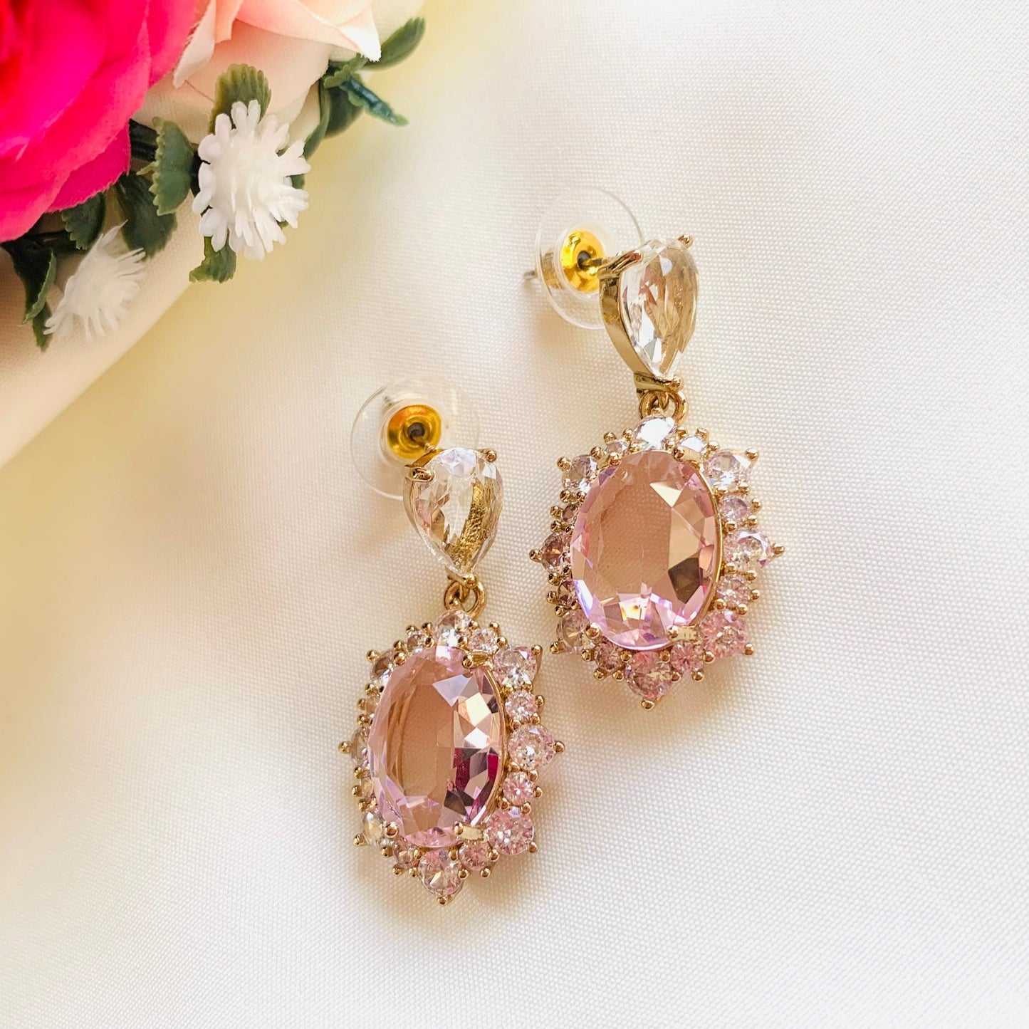 Stone Embellished Cz Drop Earrings