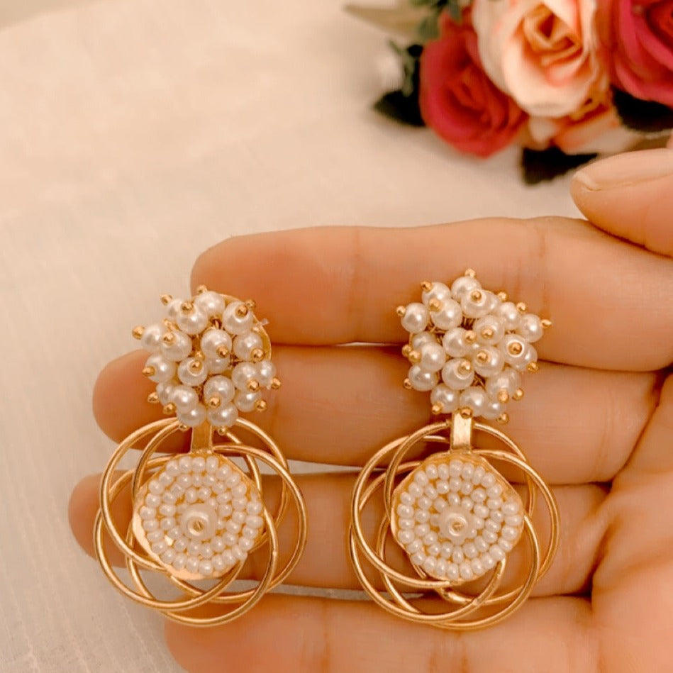 Pearl Halo Contemporary Earrings