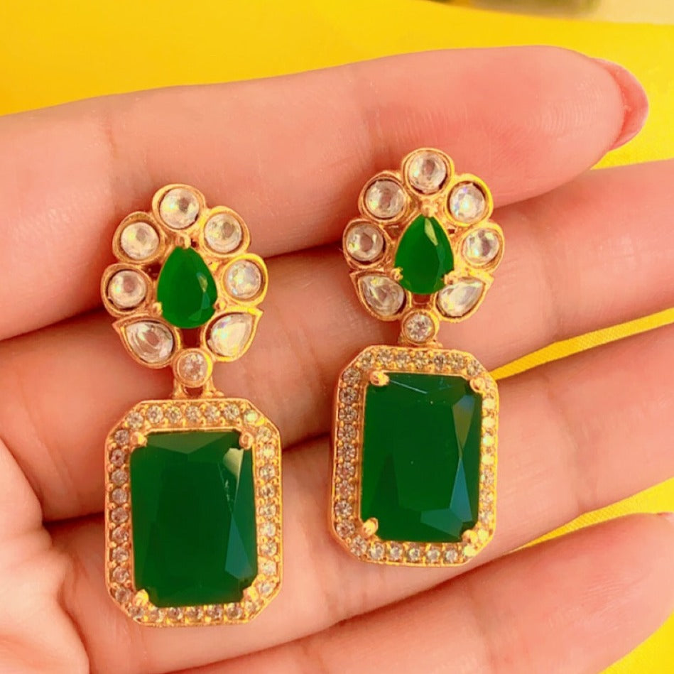 Juhi Green Square Drop Kundan