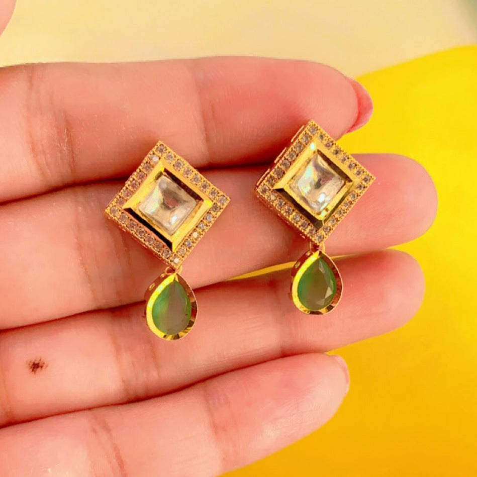 Fulki Mint Dual Tone Kundan Earrings