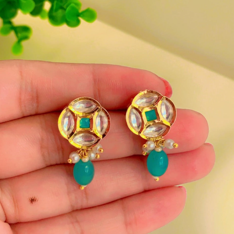 Juhi Aqua Dual Tone Kundan Earrings