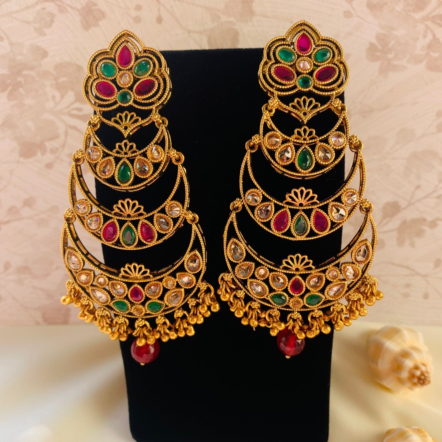 Aarya Gold Kundan Colorful Chandbalis