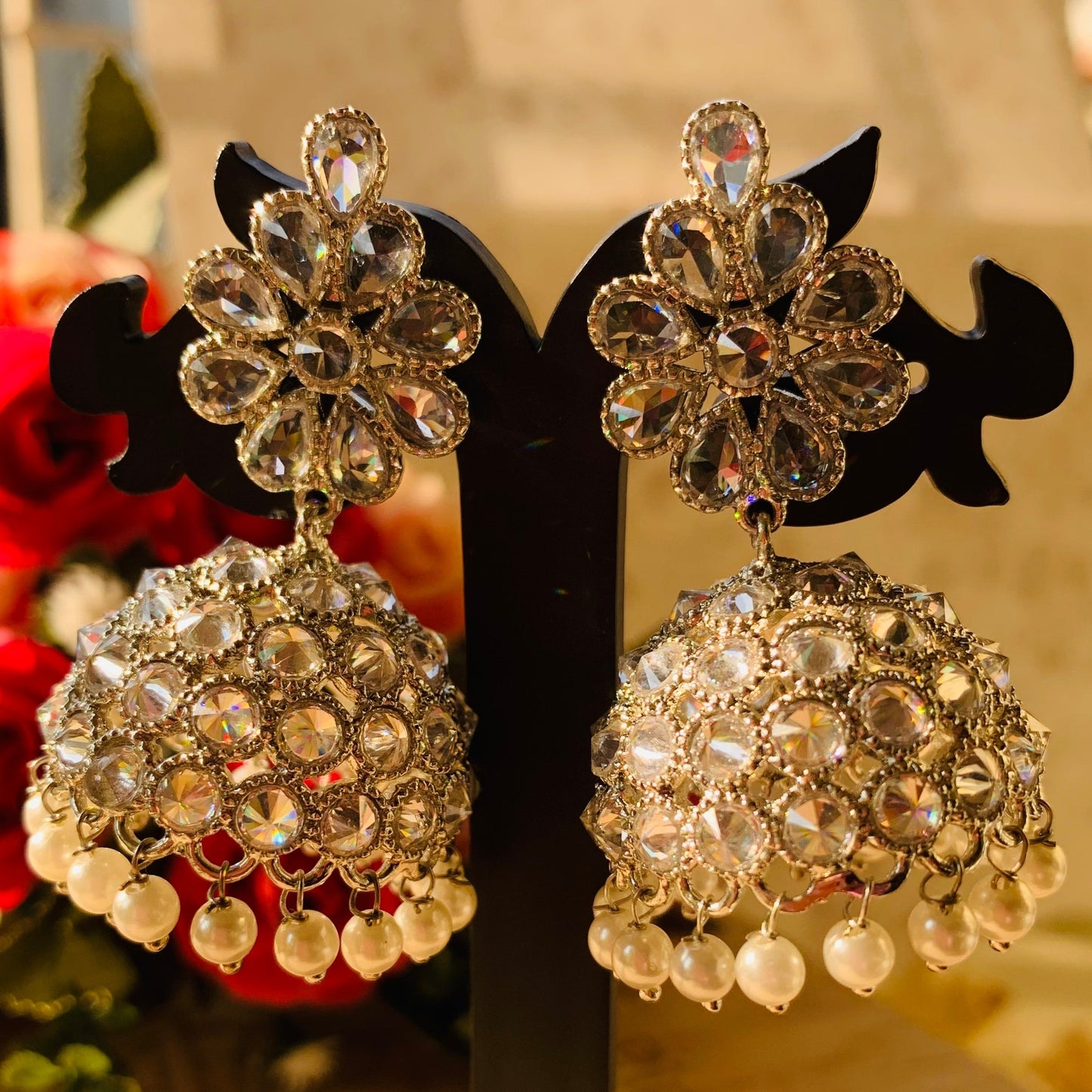 Aarya Silver Jhumki with pearl bottom