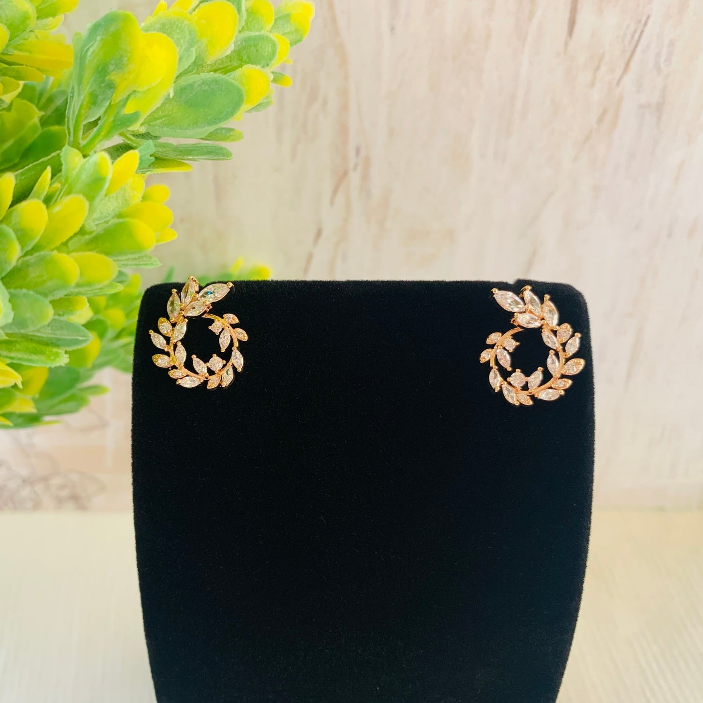 Leafy Veil Cz stud Earrings