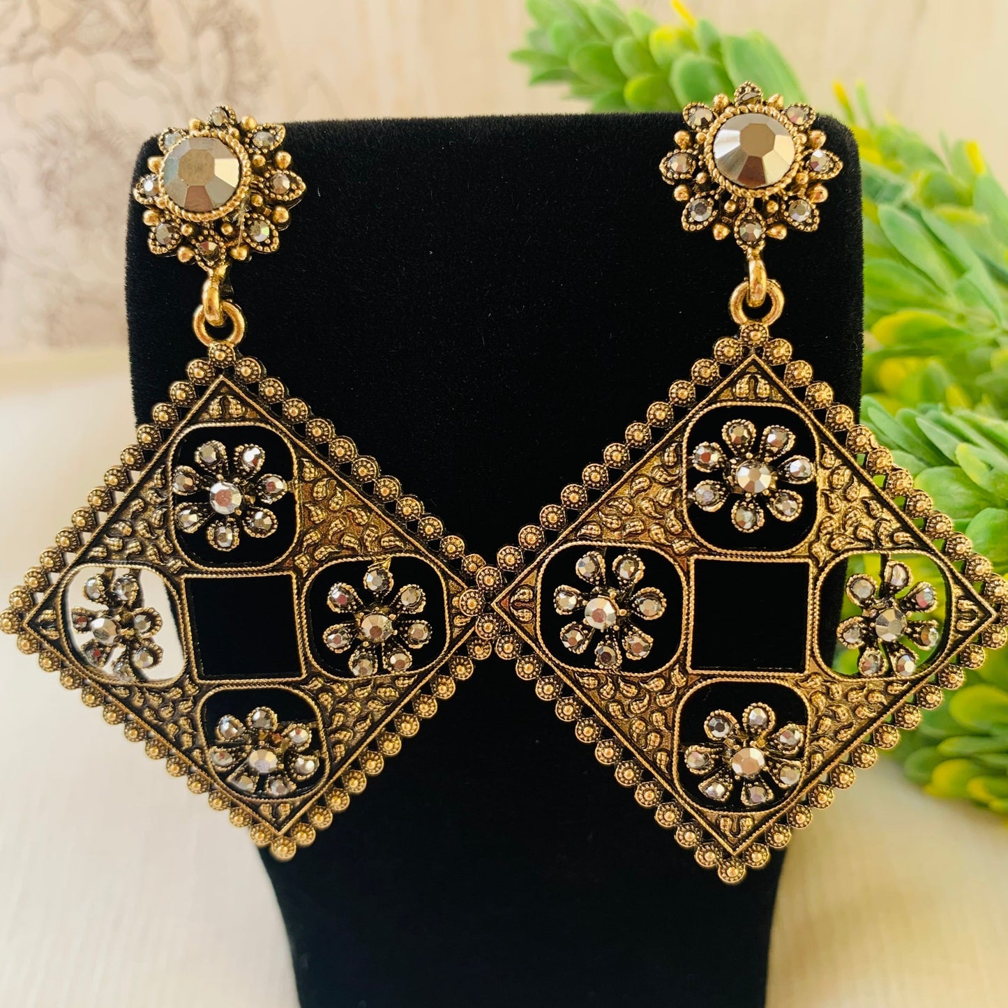 Antique Square Drop Earrings