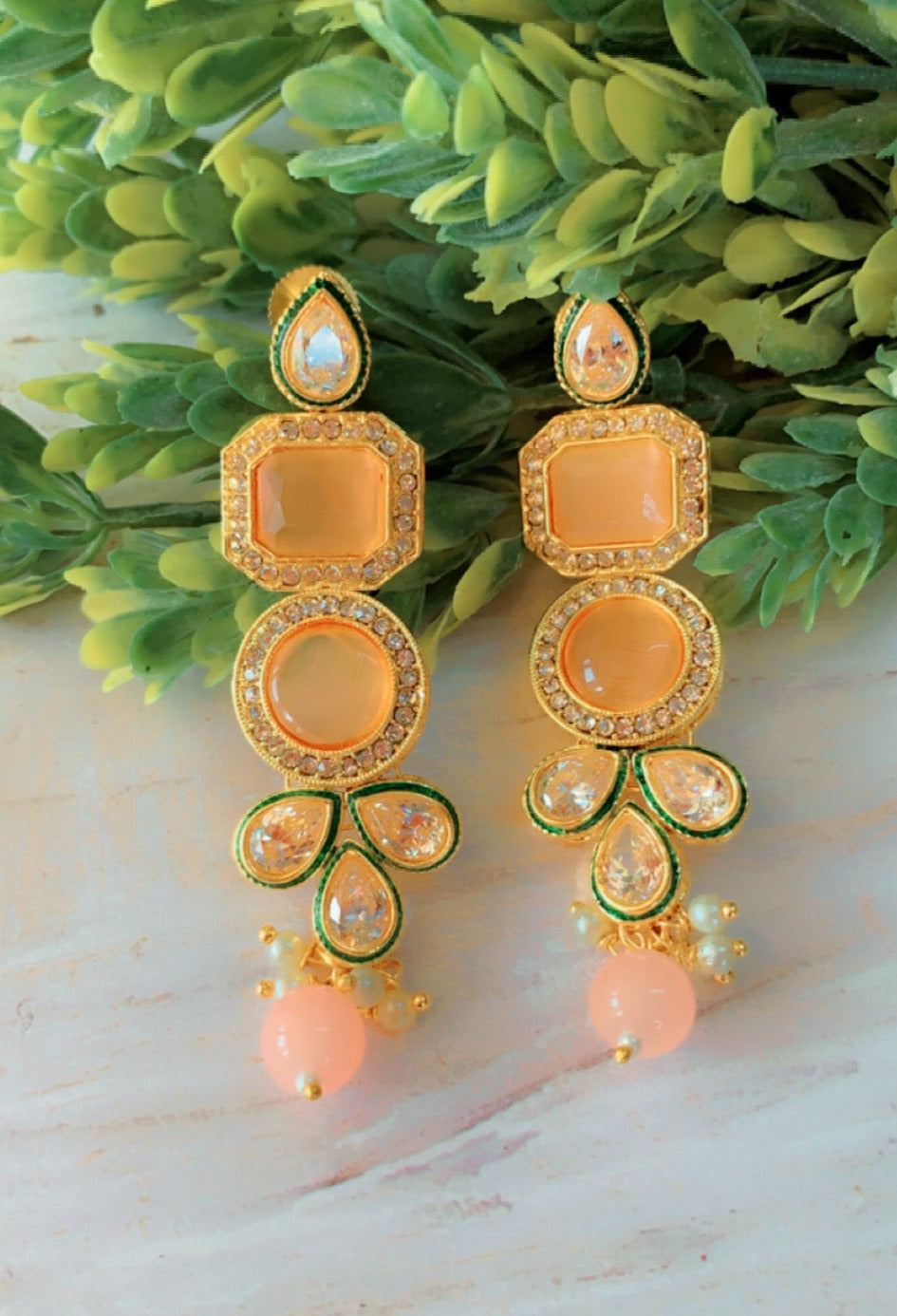 Ora Multicoloured Kundan Drop Earrings