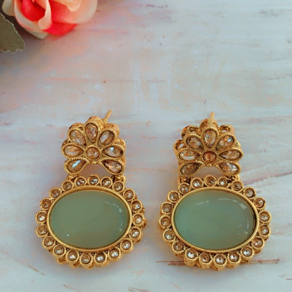 Ora Oval Kundan Drop Earrings
