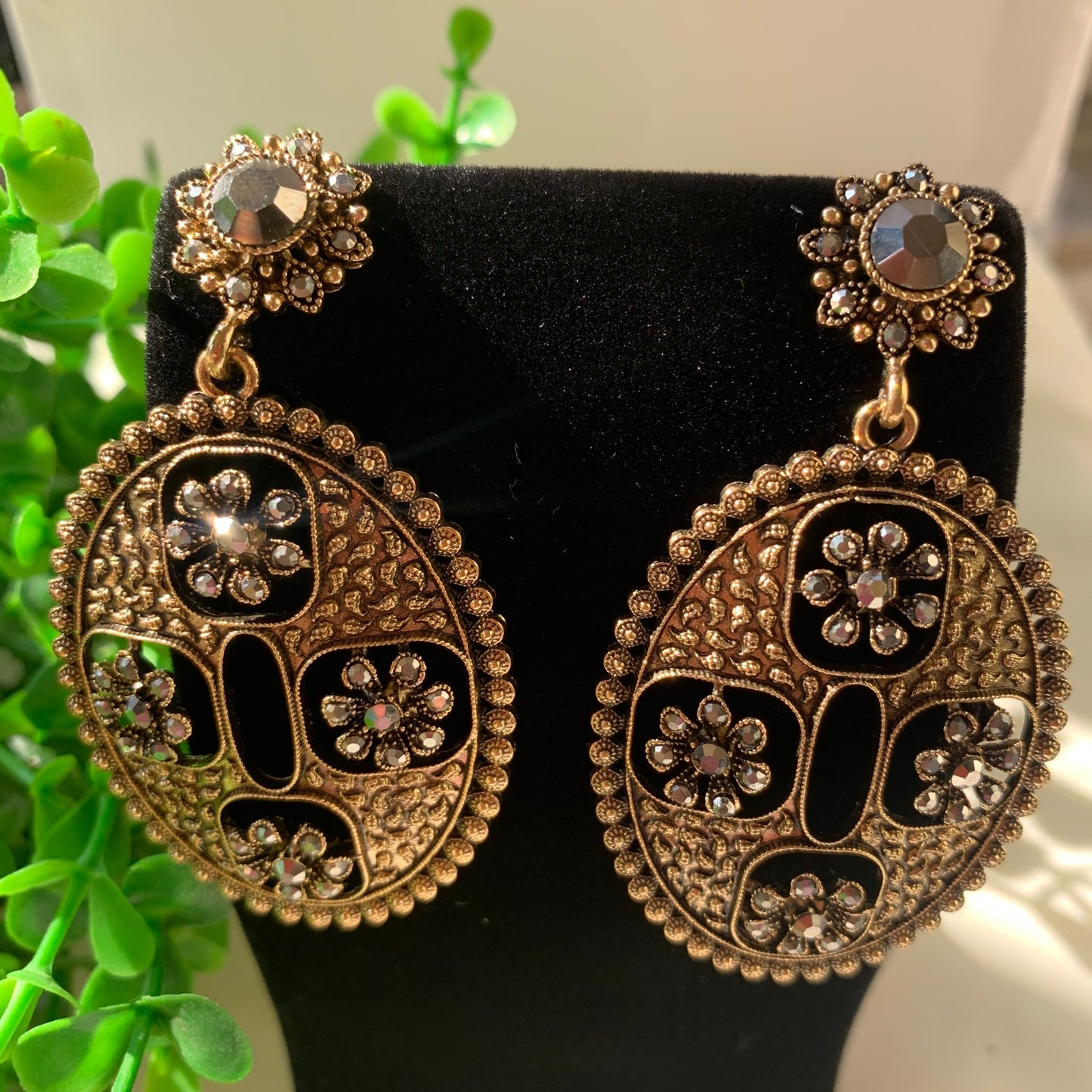 Royal Oxidised Drop Earrings