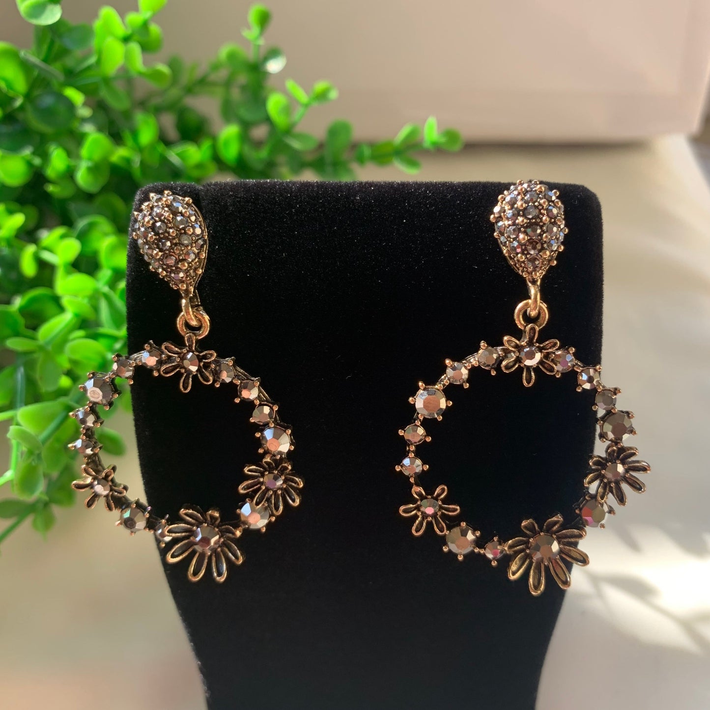 Royal Floral Oxidised Drop Earrings