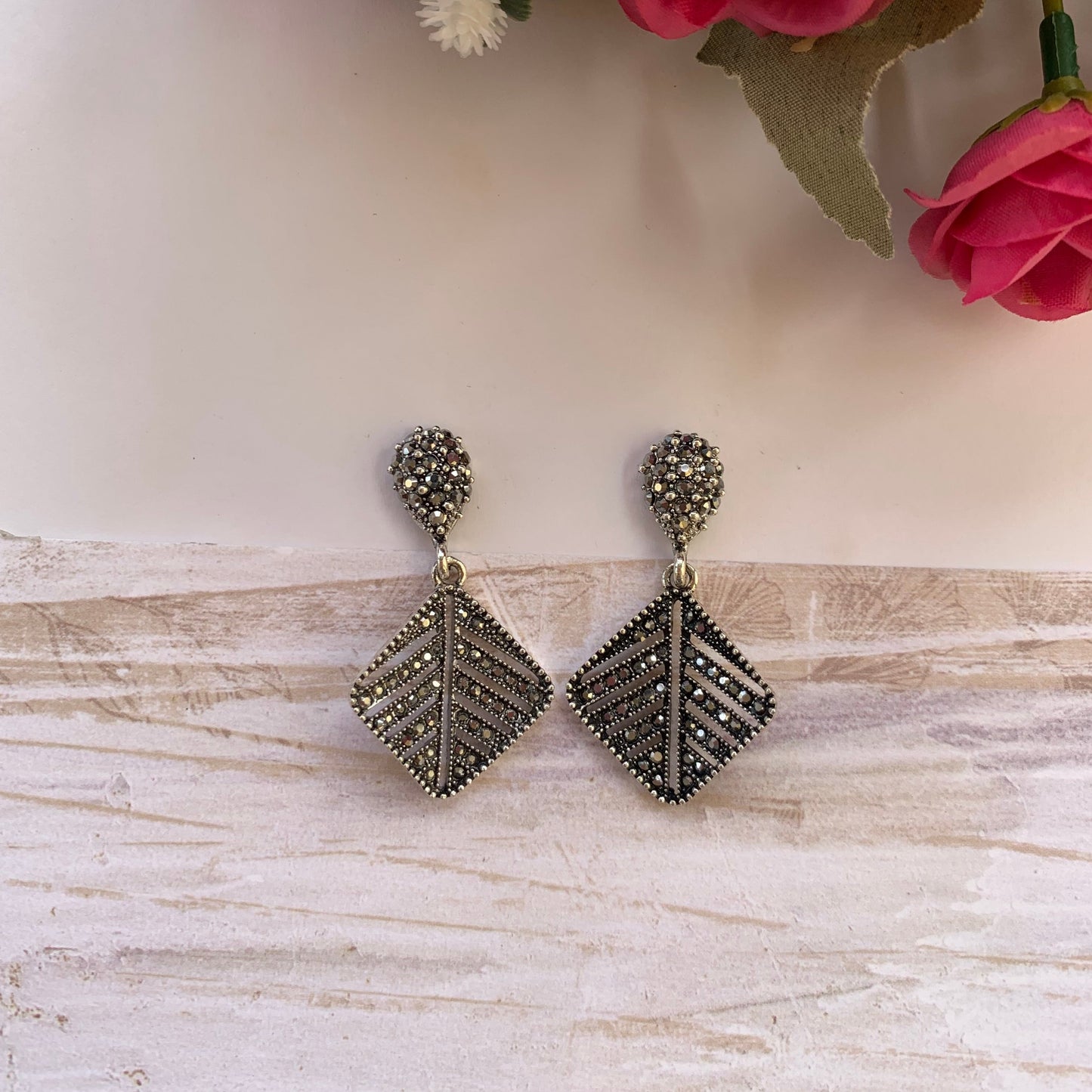 Square Oxidised Earrings