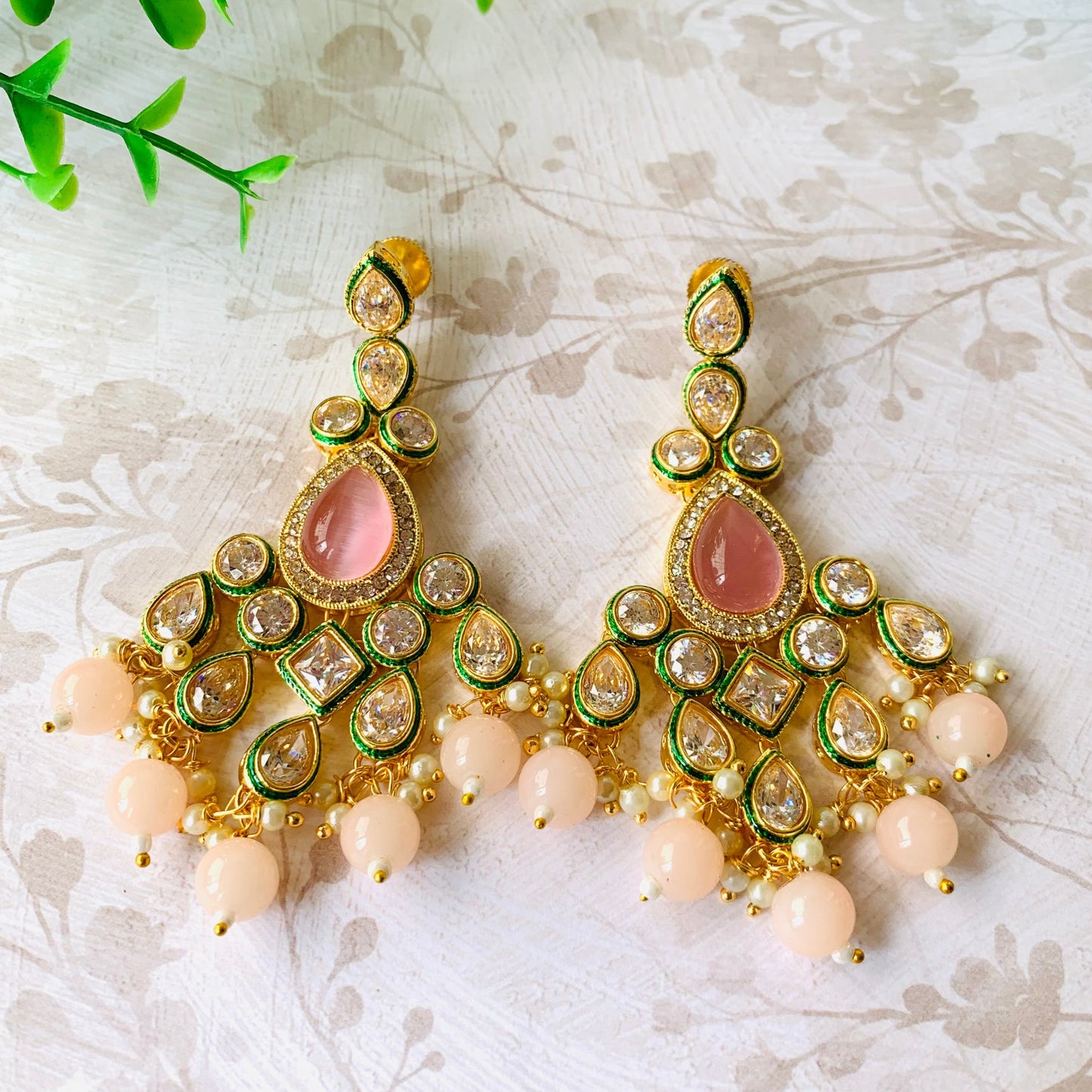Lana Long Gorgeous Kundan Drop Danglers