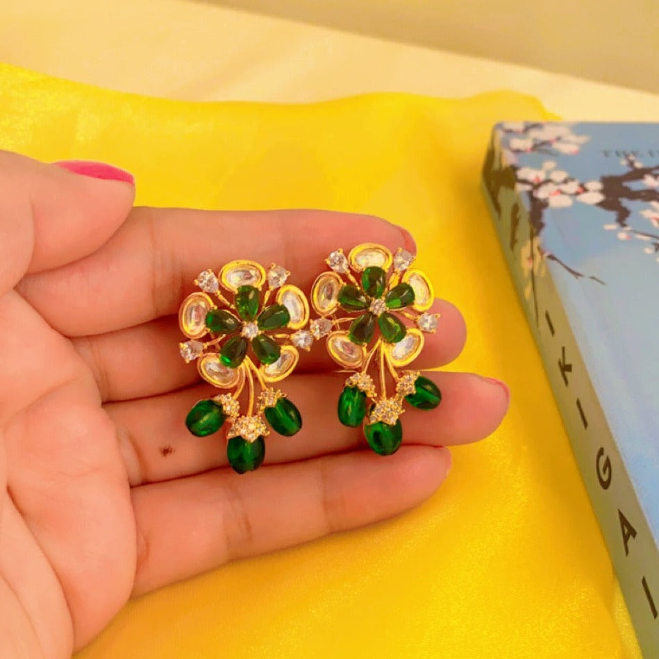 Juhi Kundan Floral Drop Earrings
