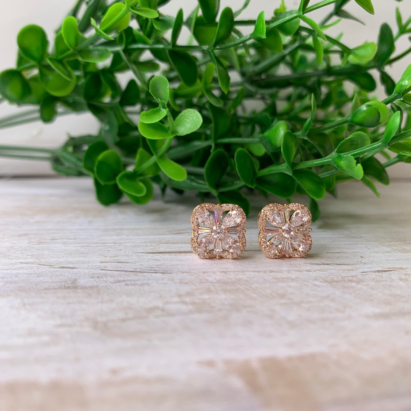 Square Cz Stud Earrings