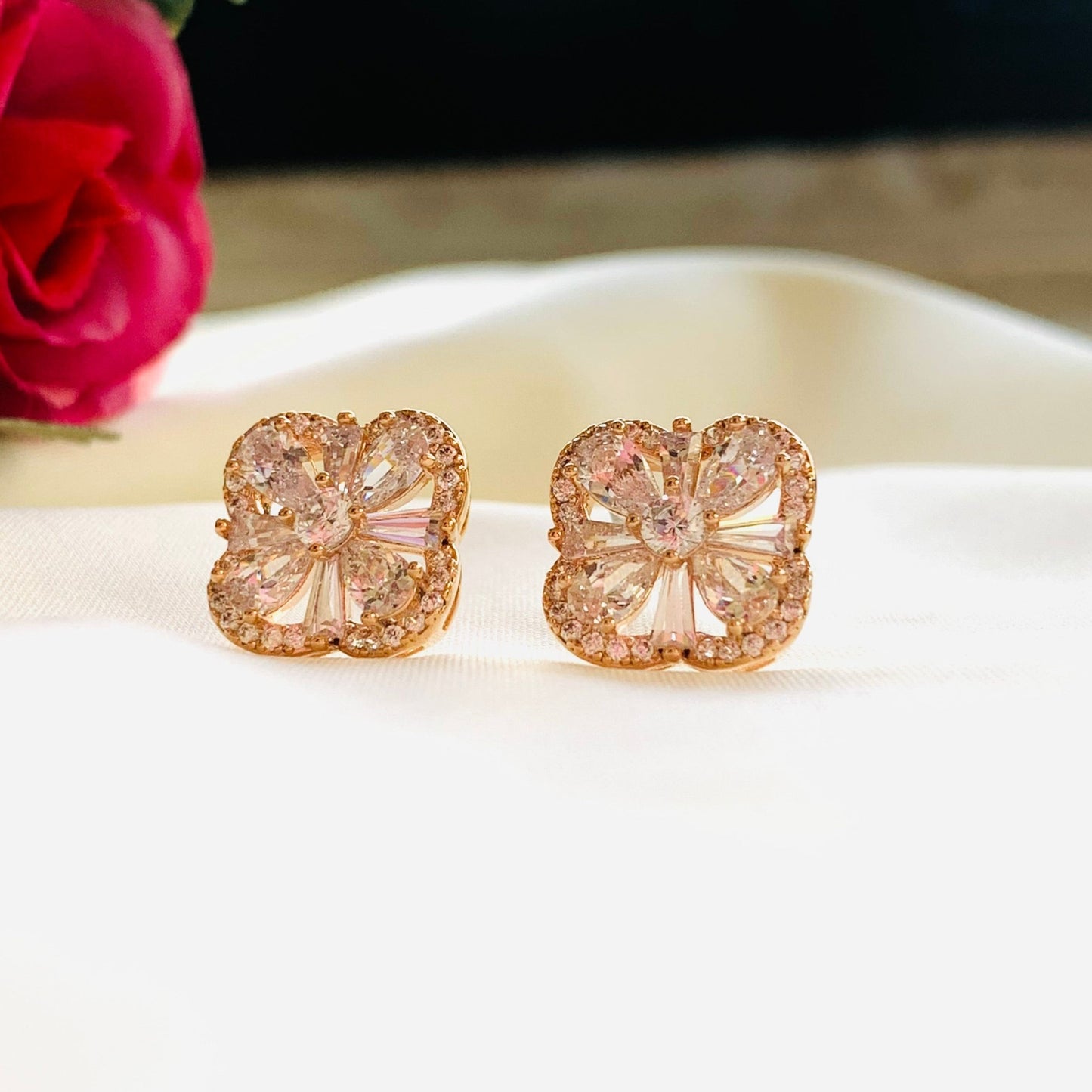 Square Cz Stud Earrings