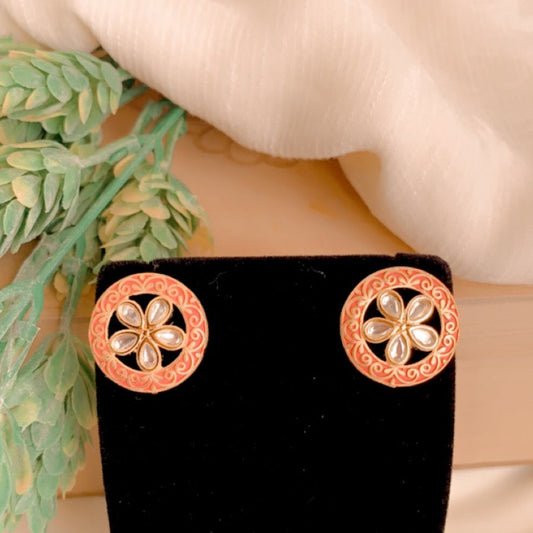 Fulki Meenakari Pink Studs