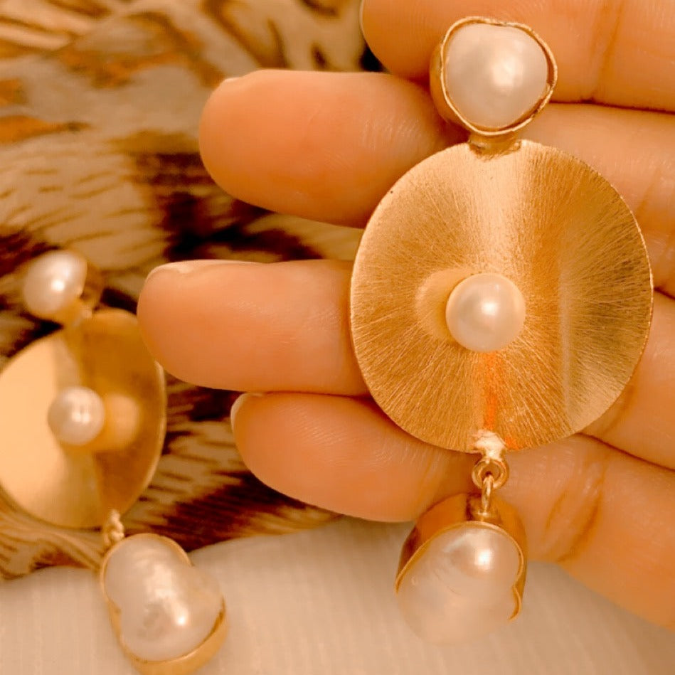 Pearl Bloom Contemporary Earrings