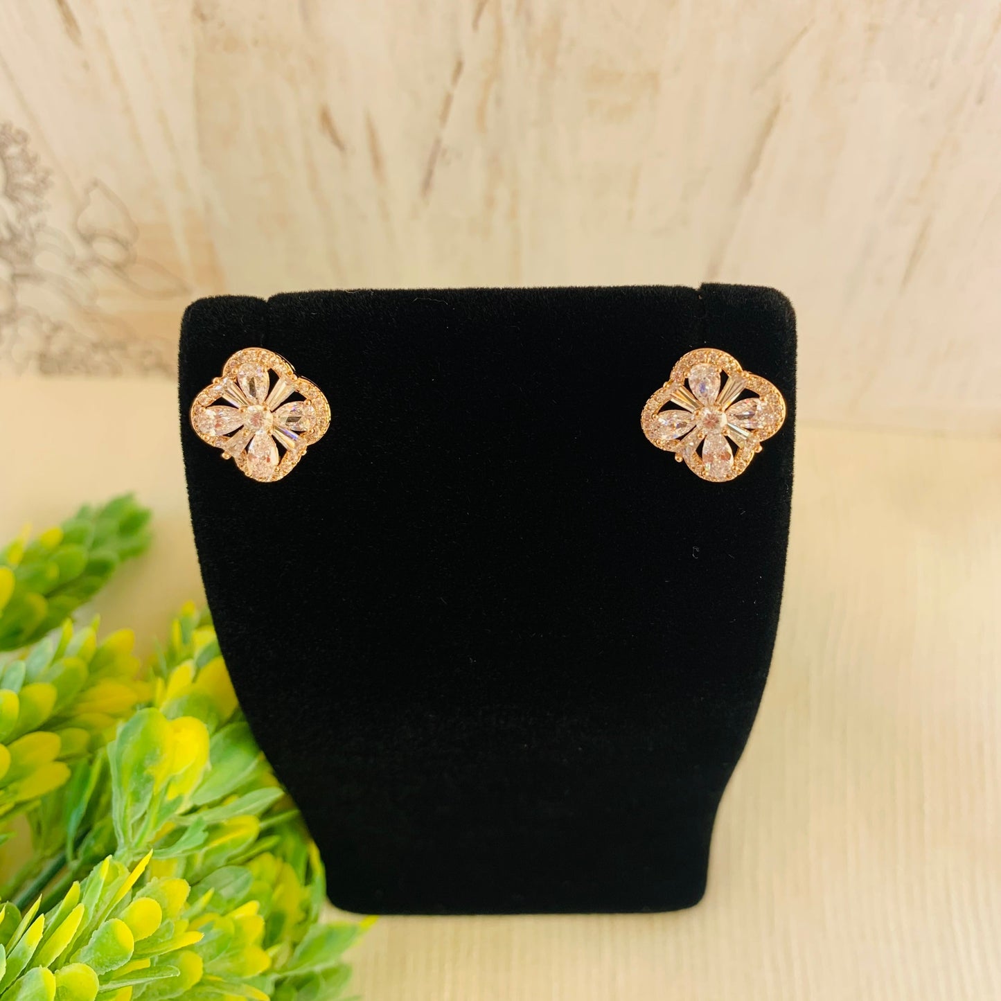 Square Cz Stud Earrings