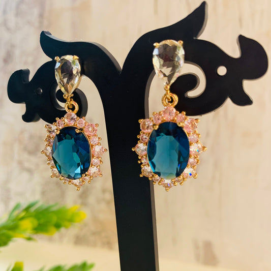 Stone Embellished Cz Drop Earrings