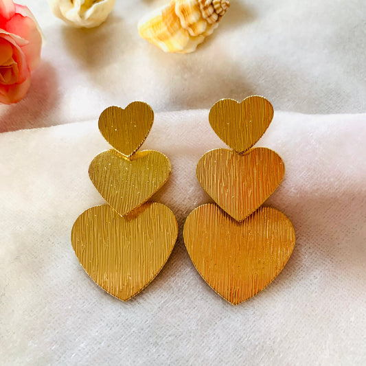 Bold Gold Heart Drop Earrings