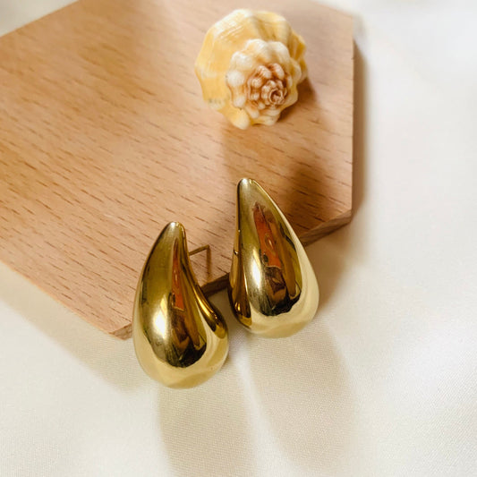 Bold 18K Gold Plated TearDrop Stud Earrings