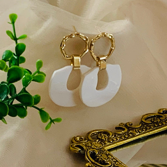 Bold Gold White Master Drop Earrings