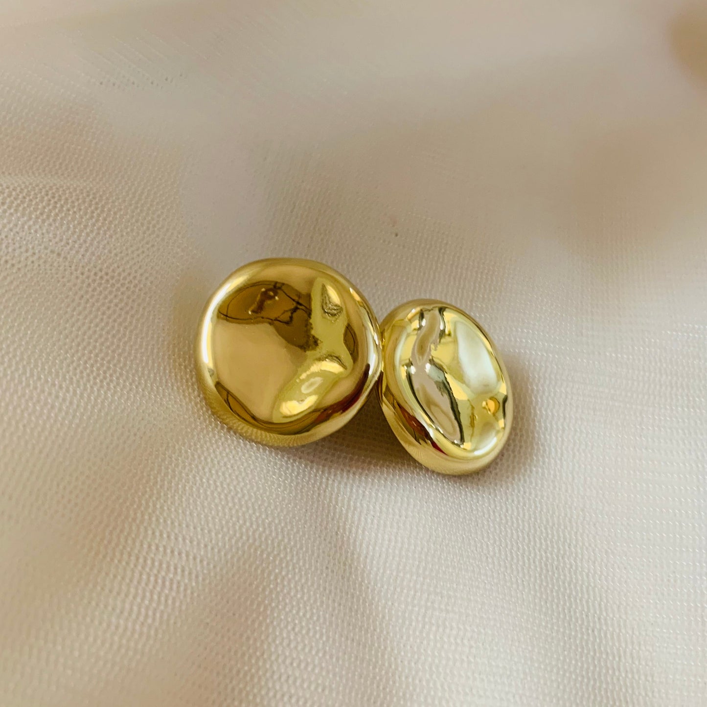 Bold Gold Button Hammered Studs