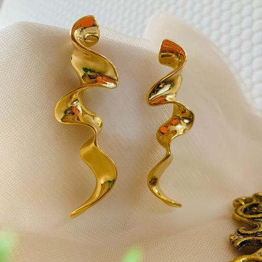 Bold Gold ZigZag Drop Earrings