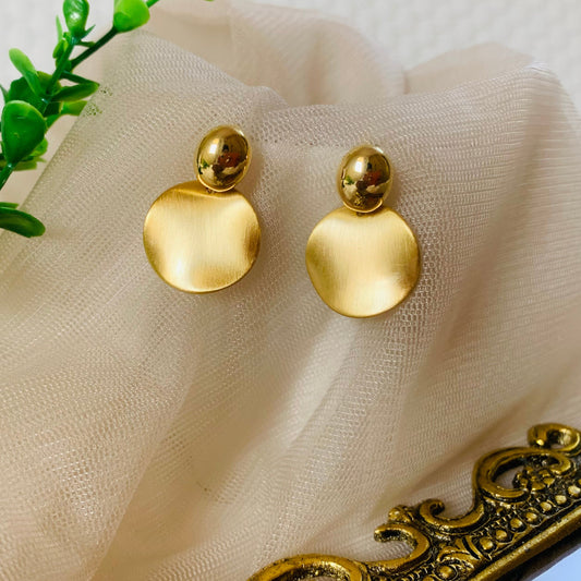 Bold Gold Small Circle Drop Earrings