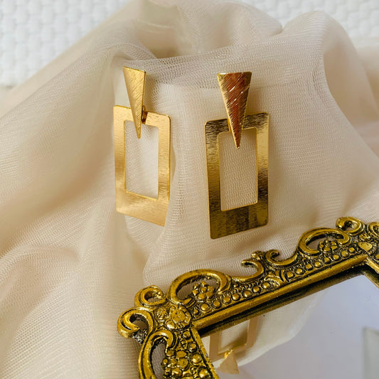 Bold Gold Rectangle Drop Earrings