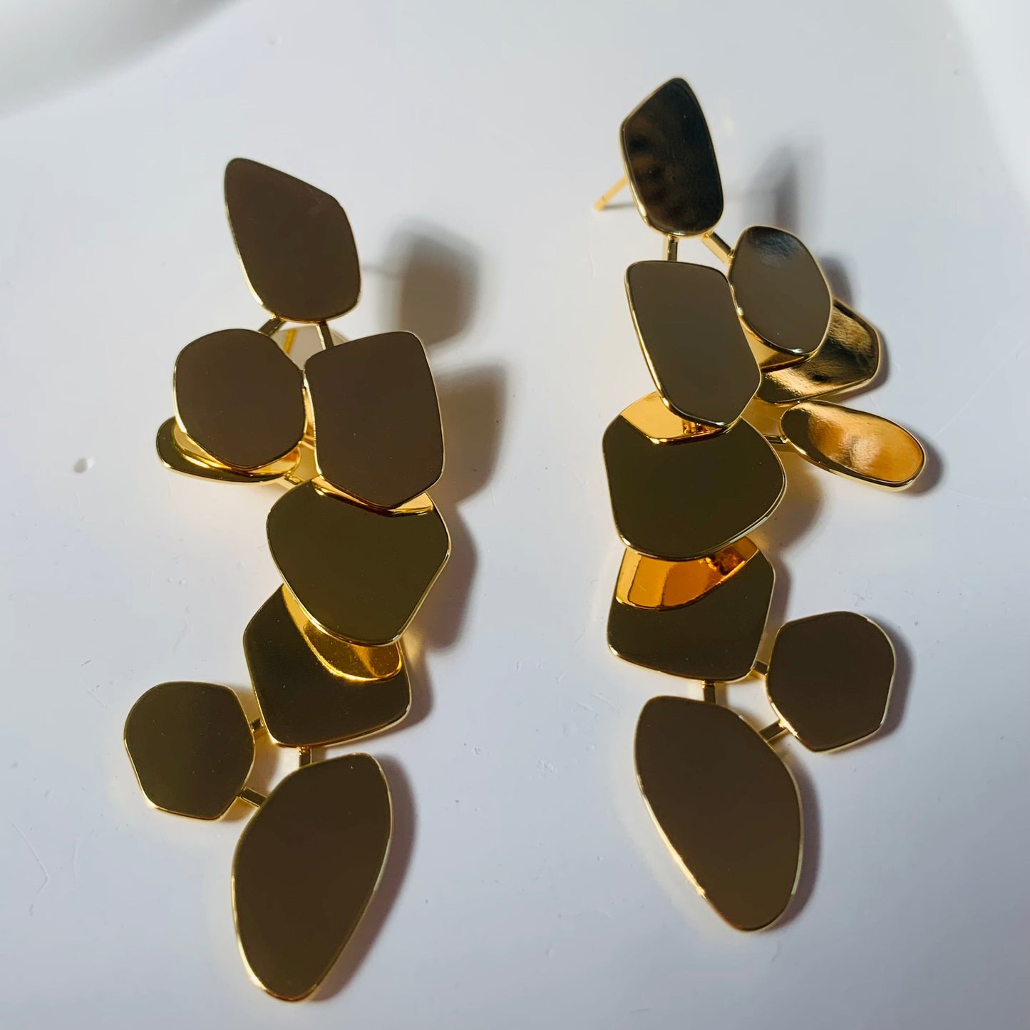 Bold Gold Plated Asym Earrings