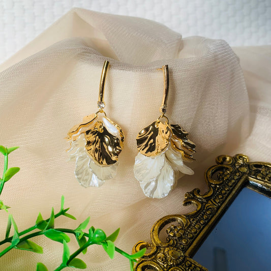 Bold Petal Gold Plated Drop Earrings