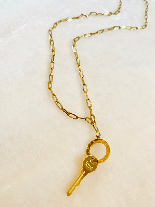 Love & Key Statement Necklace