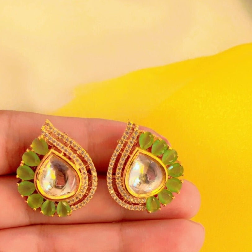 Juhi Kundan Leaf Shaped Studs